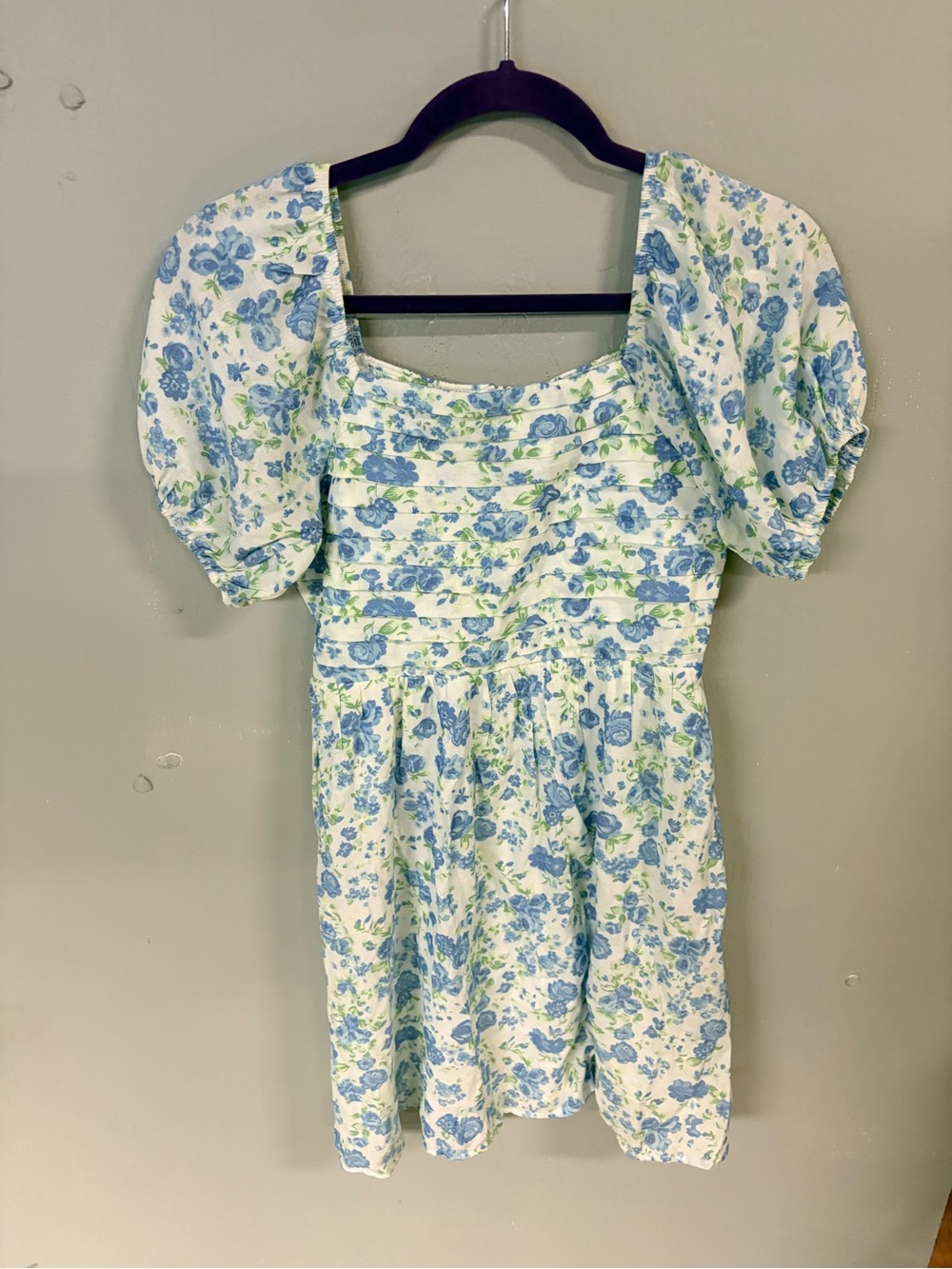 Trixxi Girl size 14 short puff sleeves drop waist in ivory & blue